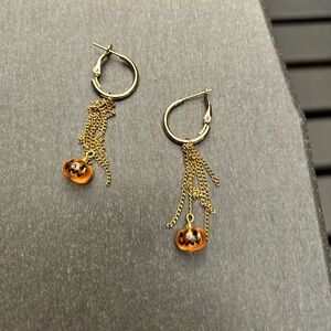 Halloween pumpkin earrings chains hooks gift